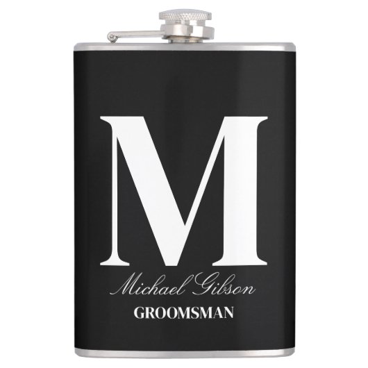 Elegant Monogram Flask - Personalized Groomsmen Gi フラスク (正面)