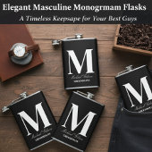 Elegant Monogram Flask - Personalized Groomsmen Gi フラスク