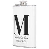 Elegant Monogram Flask - Personalized Groomsmen Gi フラスク (左)
