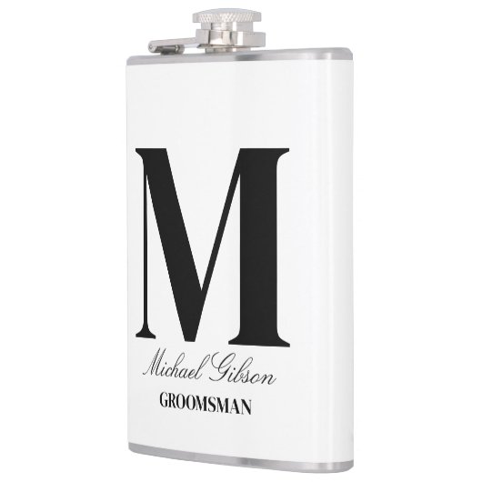 Elegant Monogram Flask - Personalized Groomsmen Gi フラスク (左)