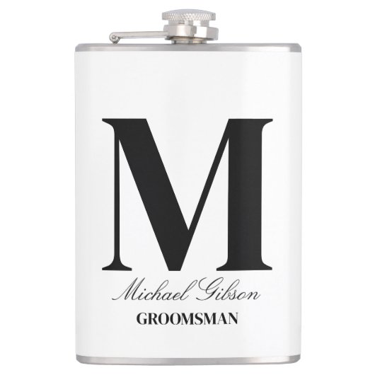 Elegant Monogram Flask - Personalized Groomsmen Gi フラスク (正面)