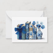 Elegant Monogram Floral Booklover Note Cards ノートカード (正面)