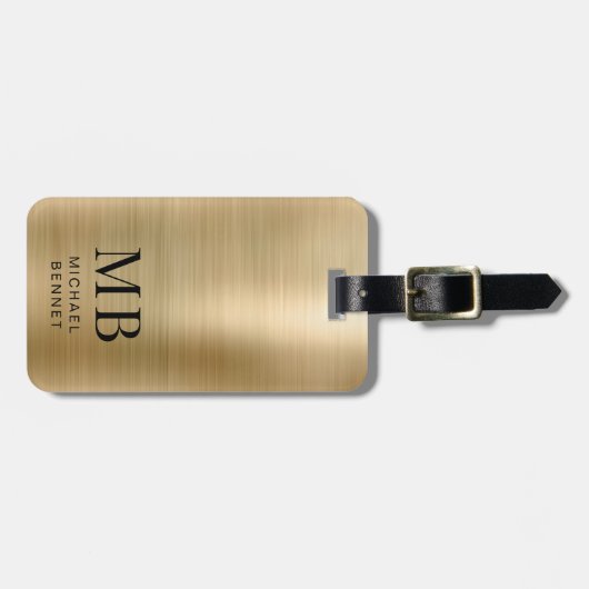 Elegant Monogram Gold ラゲッジタグ (正面横)