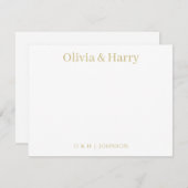 Elegant Monogram Gold White Wedding Note Card ノートカード (正面/裏面)