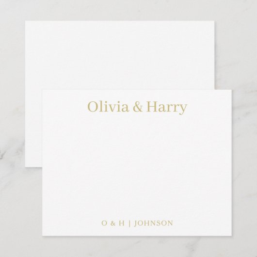 Elegant Monogram Gold White Wedding Note Card ノートカード (正面/裏面)