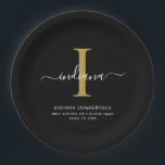 Elegant Monogram Graduation 2026 Party ペーパープレート<br><div class="desc">Graduation 2026 Monogram Script Initial Name Grad Party paper plates. Edit and customize with your own name, initial, school name and class by clicking the "Personalize" button.</div>