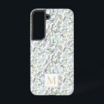 Elegant Monogram Green Botanical Watercolor Samsung Galaxy S22ケース<br><div class="desc">An elegant monogrammed botanical watercolor in soft shades of green and blue.</div>