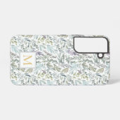 Elegant Monogram Green Botanical Watercolor Samsung Galaxyケース (裏面横)