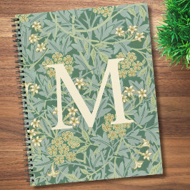 Elegant Monogram Green Jasmine Floral ノートブック
