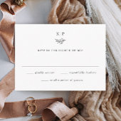 Elegant Monogram Greenery Leaves Wedding 出欠カード