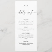 Elegant Monogram Handwriting Wedding Dinner  メニュー (正面)