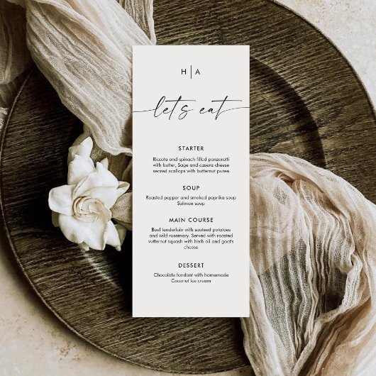 Elegant Monogram Handwriting Wedding Dinner  メニュー