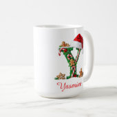 Elegant Monogram initial Y merry Christmas  コーヒーマグカップ (正面右)