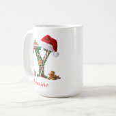 Elegant Monogram initial Y merry Christmas  コーヒーマグカップ (正面左)