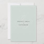 Elegant monogram initials mint green white wedding 招待状 (裏面)