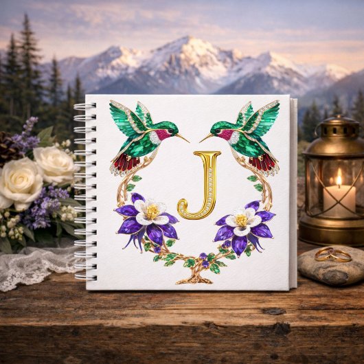 Elegant Monogram J Wedding Gift Hummingbird  ノートブック