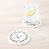 Elegant Monogram Laurel Leaf Home Decor コースター (側面)