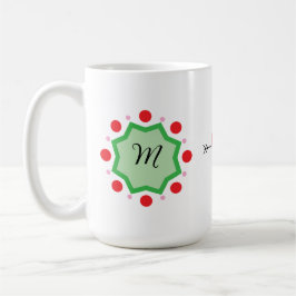 Elegant Monogram Letter M – Green Emblem with Red  コーヒーマグカップ
