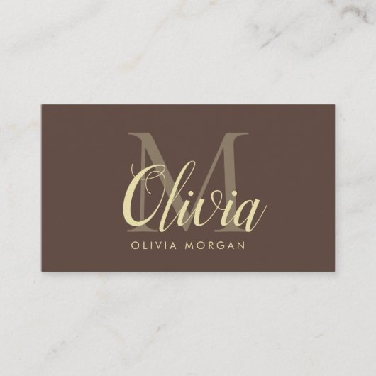 Elegant monogram logo brown professional 名刺 (正面)