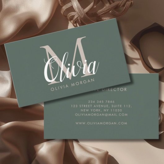 Elegant monogram logo green professional 名刺