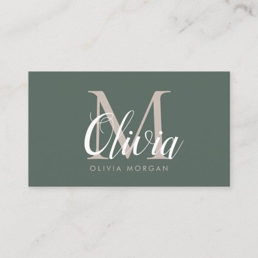 Elegant monogram logo green professional 名刺 (正面)