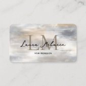 Elegant Monogram Metallic QR Code  名刺 (正面)