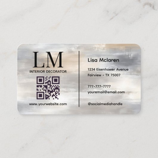 Elegant Monogram Metallic QR Code  名刺 (裏面)