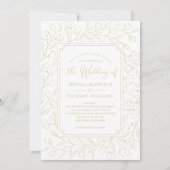Elegant Monogram Minimalist Classic Floral Wedding 招待状 (正面)