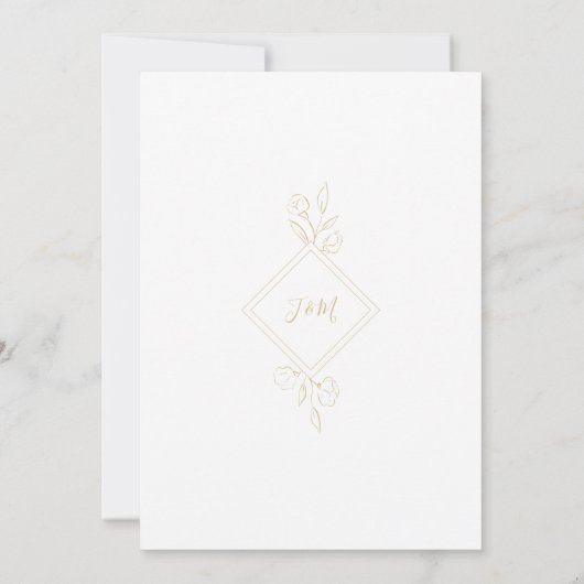 Elegant Monogram Minimalist Classic Floral Wedding 招待状 (裏面)