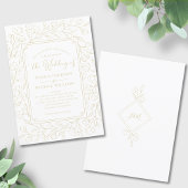 Elegant Monogram Minimalist Classic Floral Wedding 招待状
