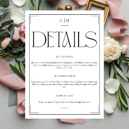 Elegant Monogram Modern Minimalist Details Card エンクロージャーカード