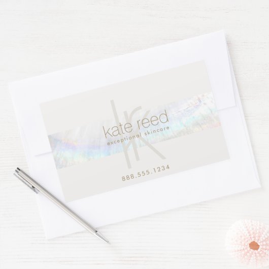 Elegant Monogram Modern Seashell Gift Certificate 長方形シール (封筒)