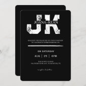 Elegant Monogram Modern Wedding 招待状 (正面/裏面)