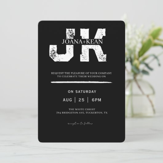 Elegant Monogram Modern Wedding 招待状 (スタンド正面)