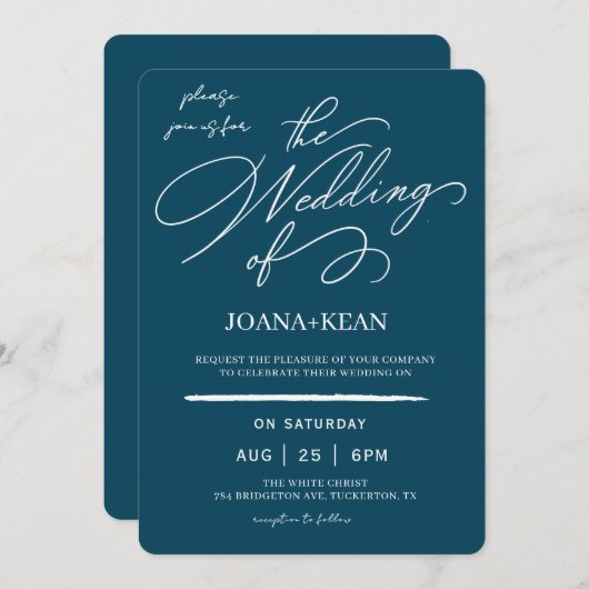 Elegant Monogram Modern Wedding 招待状 (正面/裏面)