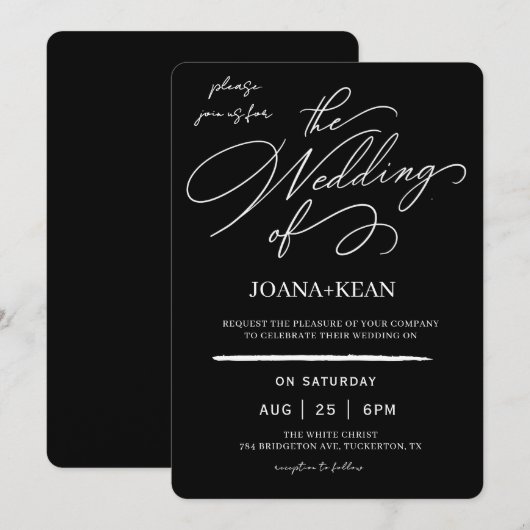 Elegant Monogram Modern Wedding 招待状 (正面/裏面)