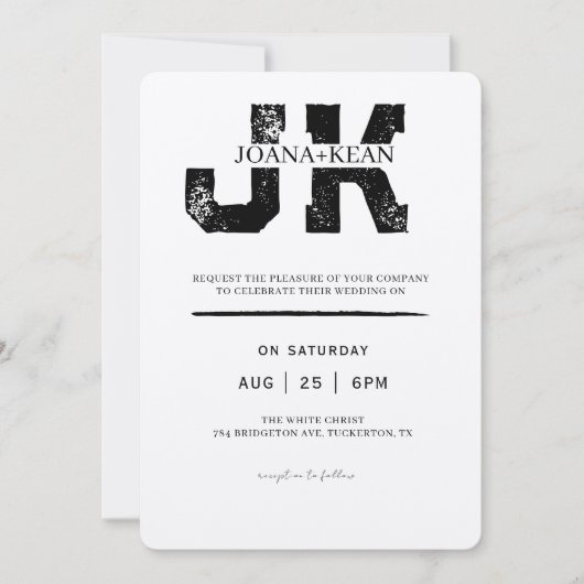 Elegant Monogram Modern Wedding 招待状 (正面)