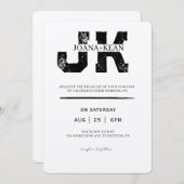 Elegant Monogram Modern Wedding 招待状 (正面/裏面)