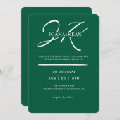 Elegant Monogram Modern Wedding 招待状 (正面/裏面)