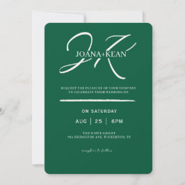 Elegant Monogram Modern Wedding 招待状