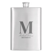 Elegant Monogram & Name Groomsmen Gift Flask フラスク (正面)