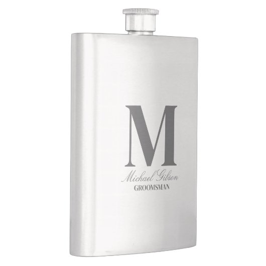 Elegant Monogram & Name Groomsmen Gift Flask フラスク (右)