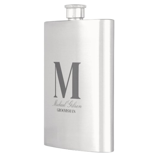 Elegant Monogram & Name Groomsmen Gift Flask フラスク (左)