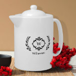 Elegant Monogram Name Modern Wreath Black & White<br><div class="desc">Personalize your kitchen with our elegant monogrammed name and initial trendy luxury black & white design featuring a unique laurel wreath and custom text option. All colors in this design including the wreath image may be changed to any color of your choice with the Zazzle design tool. Special vector graphic...</div>