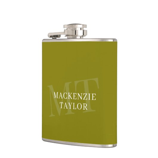 Elegant Monogram Name Personalized Text  フラスク (左)