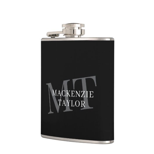 Elegant Monogram Name Personalized Text  フラスク (左)