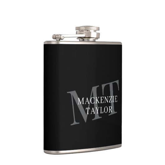 Elegant Monogram Name Personalized Text  フラスク (右)