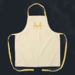 Elegant Monogram Name Yellow Stripe エプロン<br><div class="desc">Add a touch of elegance to everyday cooking and baking with this feminine personalized apron. Featuring a soft yellow and white striped background, this stylish apron is beautifully finished with your initial and name in a fancy script font, creating a timeless and sophisticated look. Perfect for home cooks, bakers, entertainers,...</div>