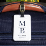 Elegant Monogram Navy Blue ラゲッジタグ<br><div class="desc">Elegant Monogram Navy Blue Luggage Tag.</div>
