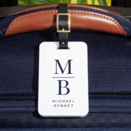 Elegant Monogram Navy Blue ラゲッジタグ